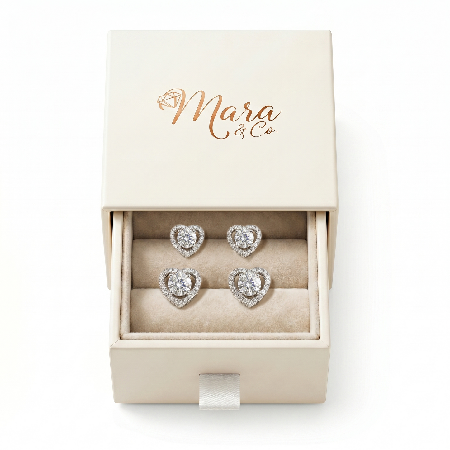 Romantic Heart-Shaped Halo Stud Earrings