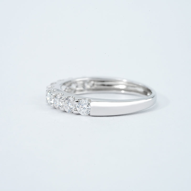Moissanite Pavé Half Eternity Band – 9 x 2.7mm DEF, Sterling Silver
