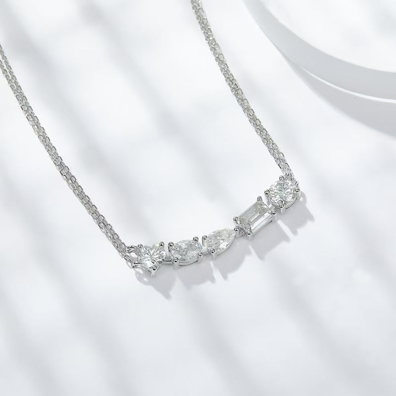 2.50ct Mixed Cut Moissanite Station Necklace