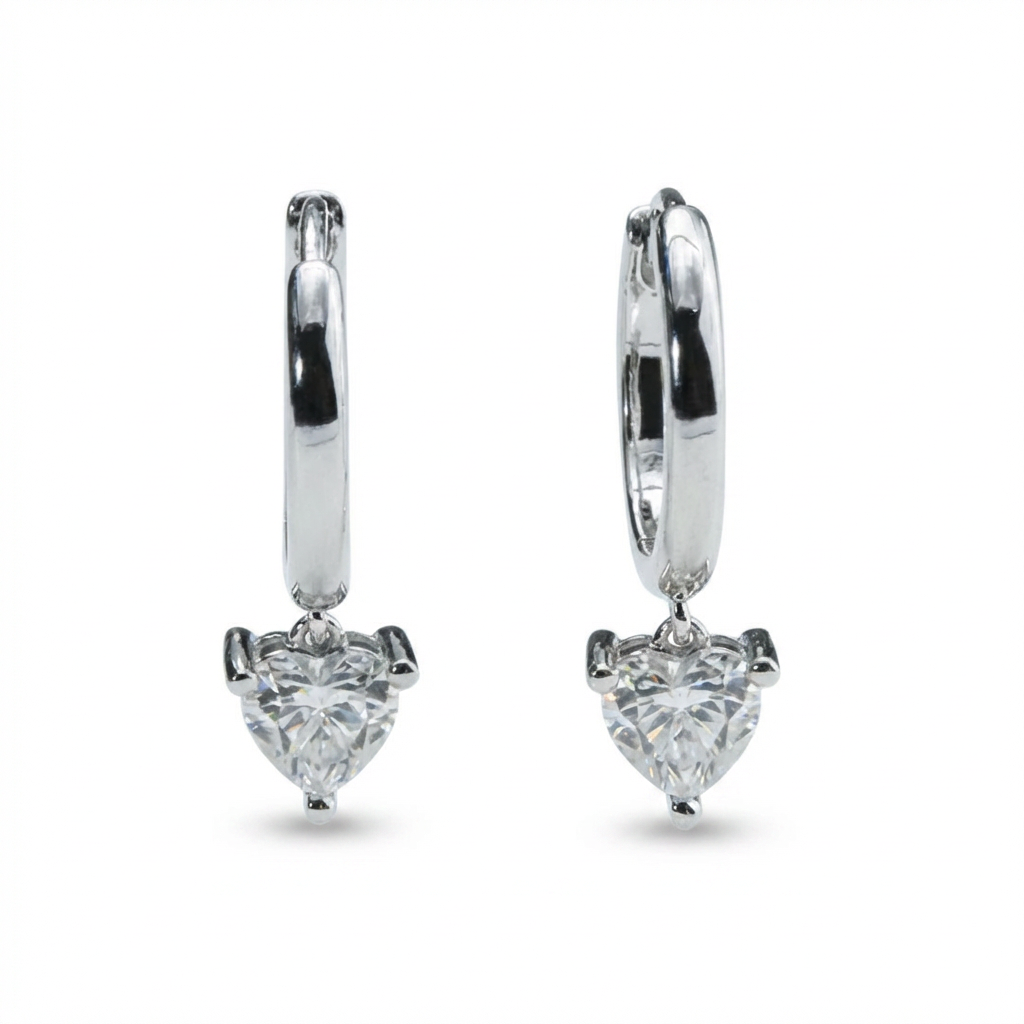Heart Moissanite Huggie Hoop Earrings – 1.0ct Total