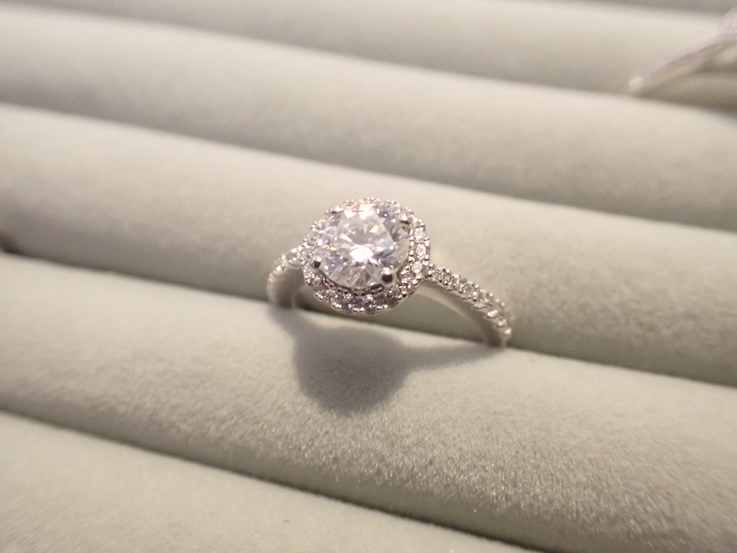 Classic Halo Moissanite Ring with Pavé Band – 1.0ct - Mara & Co UK