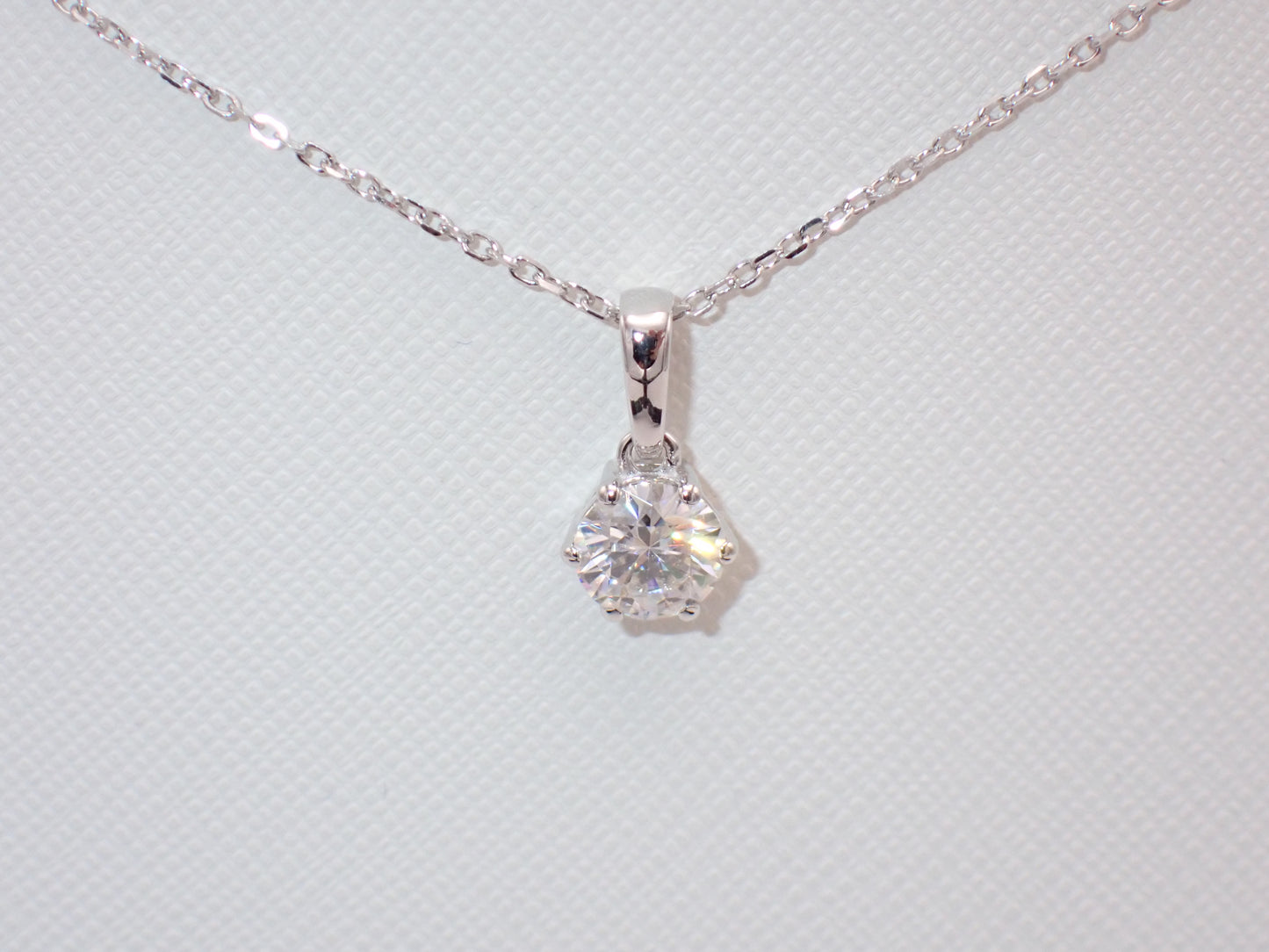 Classic Six-Prong Solitaire Moissanite Necklace – 1.0ct