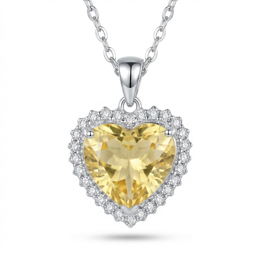 Yellow Heart Halo Necklace – 15.7ct