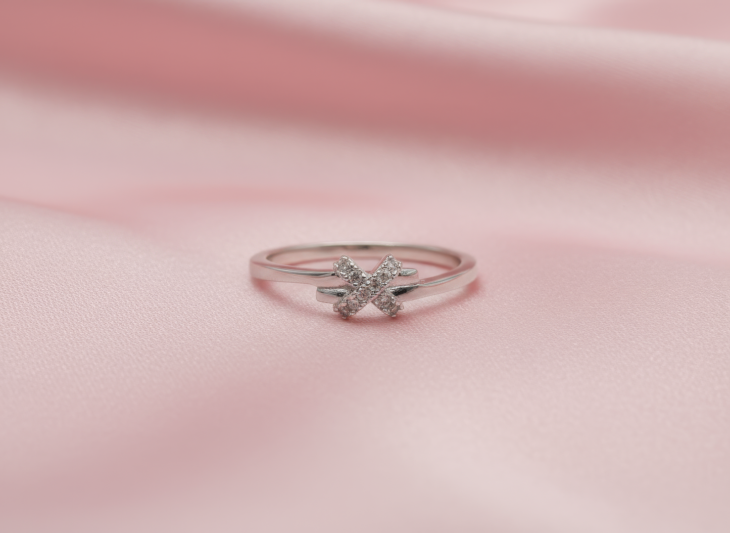 Cross Cluster Ring - Adjustable Moissanite Sterling Silver - Mara & Co UK
