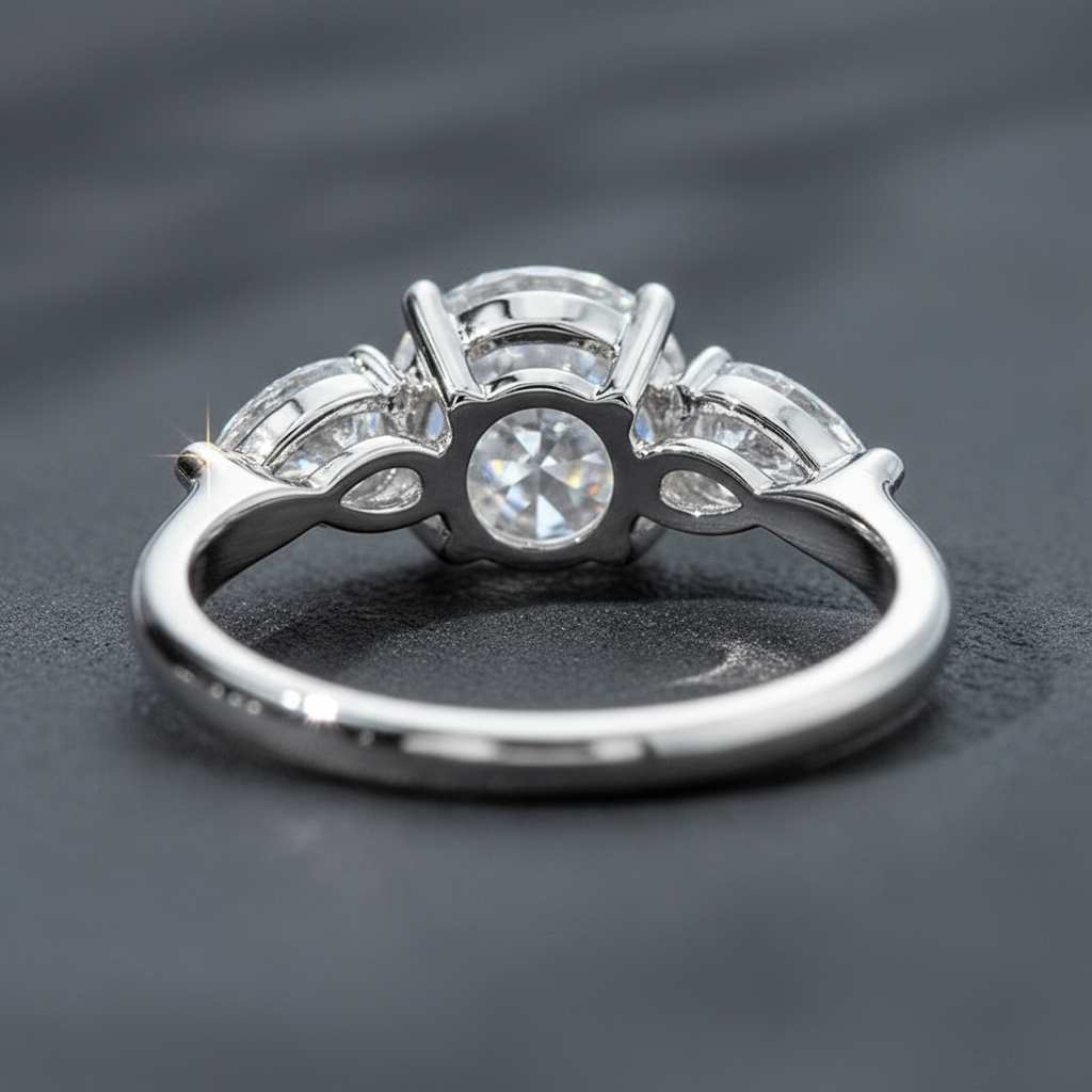 Three-Stone Lab Diamond Engagement Ring – 2.74ct, 18K White Gold - Mara & Co UK