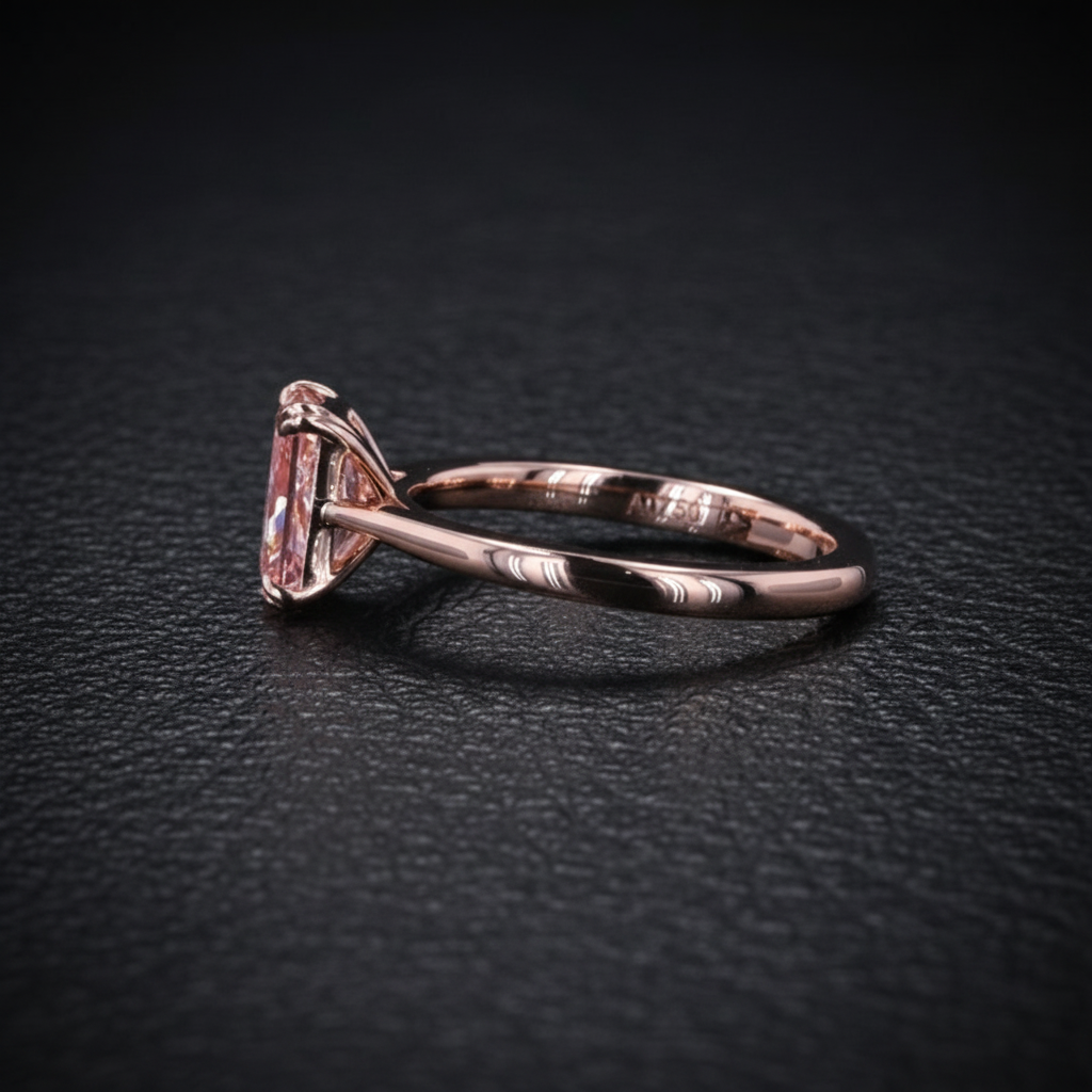 Radiant Pink Lab-Grown Diamond Solitaire Ring – 1.14ct, 18K Rose Gold - Mara & Co UK