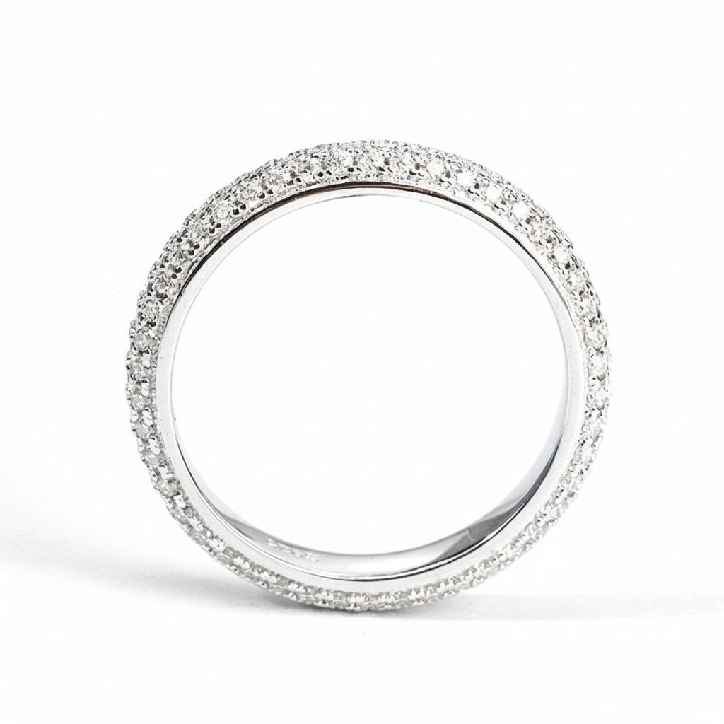 Micro Pavé Moissanite Band – 0.864ct, DEF, White Gold Plated 925