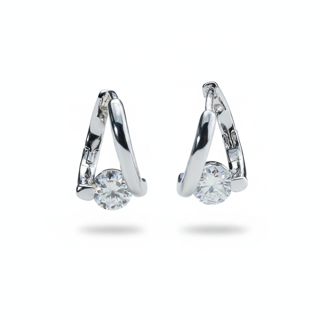 Moissanite Huggie Hoop Earrings – 1.0ct Total 925 Sterling Silver