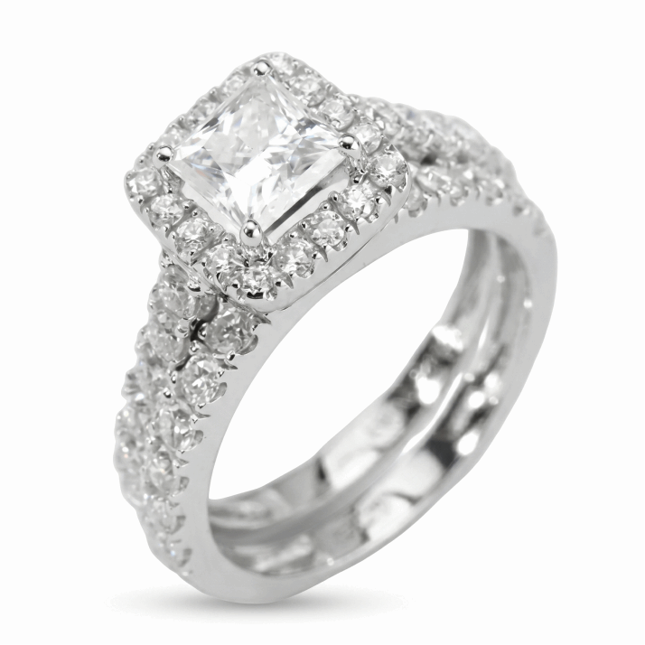 Stacker Ring Set - Square Halo & Pavé ring