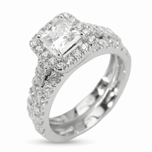 Stacker Ring Set - Square Halo & Pavé ring