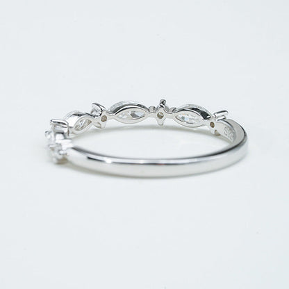 Marquise & Round Moissanite Band Ring – DEF, Sterling Silver
