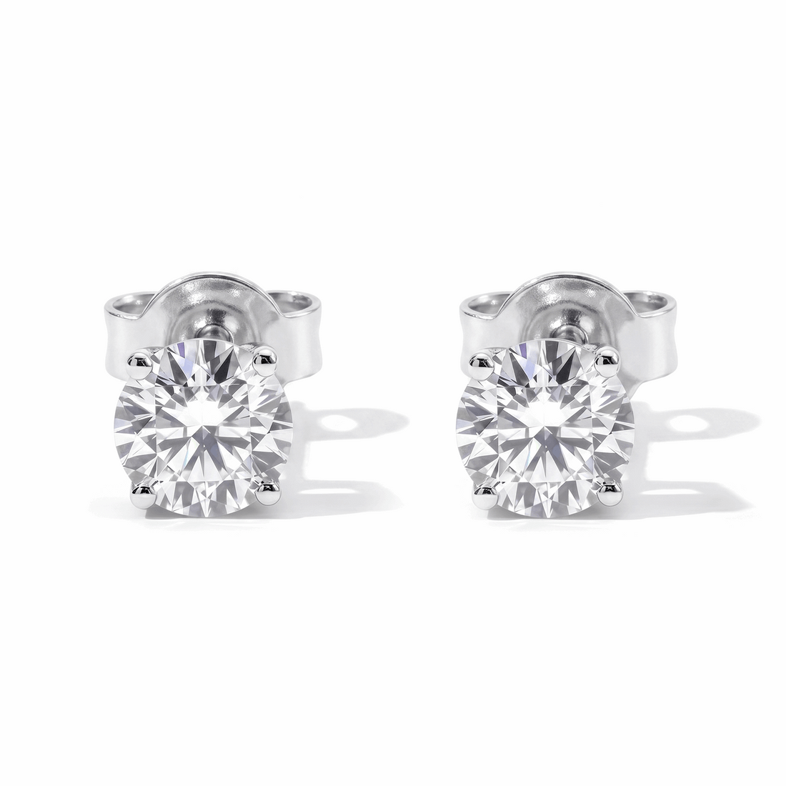 Classic Solitaire 4 Prong Lab Diamond Stud Earrings 0.6ct total