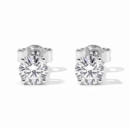Classic Solitaire 4 Prong Lab Diamond Stud Earrings 0.6ct total