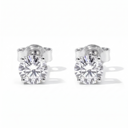 Classic Solitaire 4 Prong Lab Diamond Stud Earrings 0.6ct total