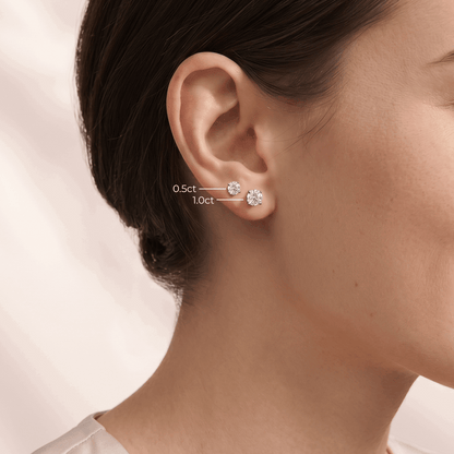 Classic solitaire moissanite stud earrings – 4 prong setting sterling silver – Mara & Co UK