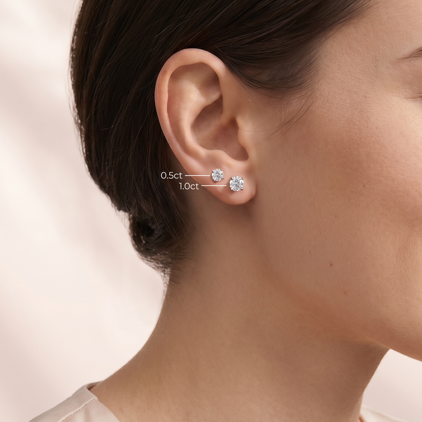 Classic Solitaire  moissanite  Stud Earrings - 4 Prong Setting