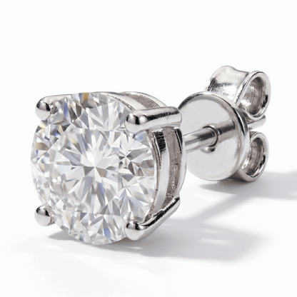 Moissanite solitaire stud earrings – classic 4 prong sterling silver earrings – Mara & Co UK