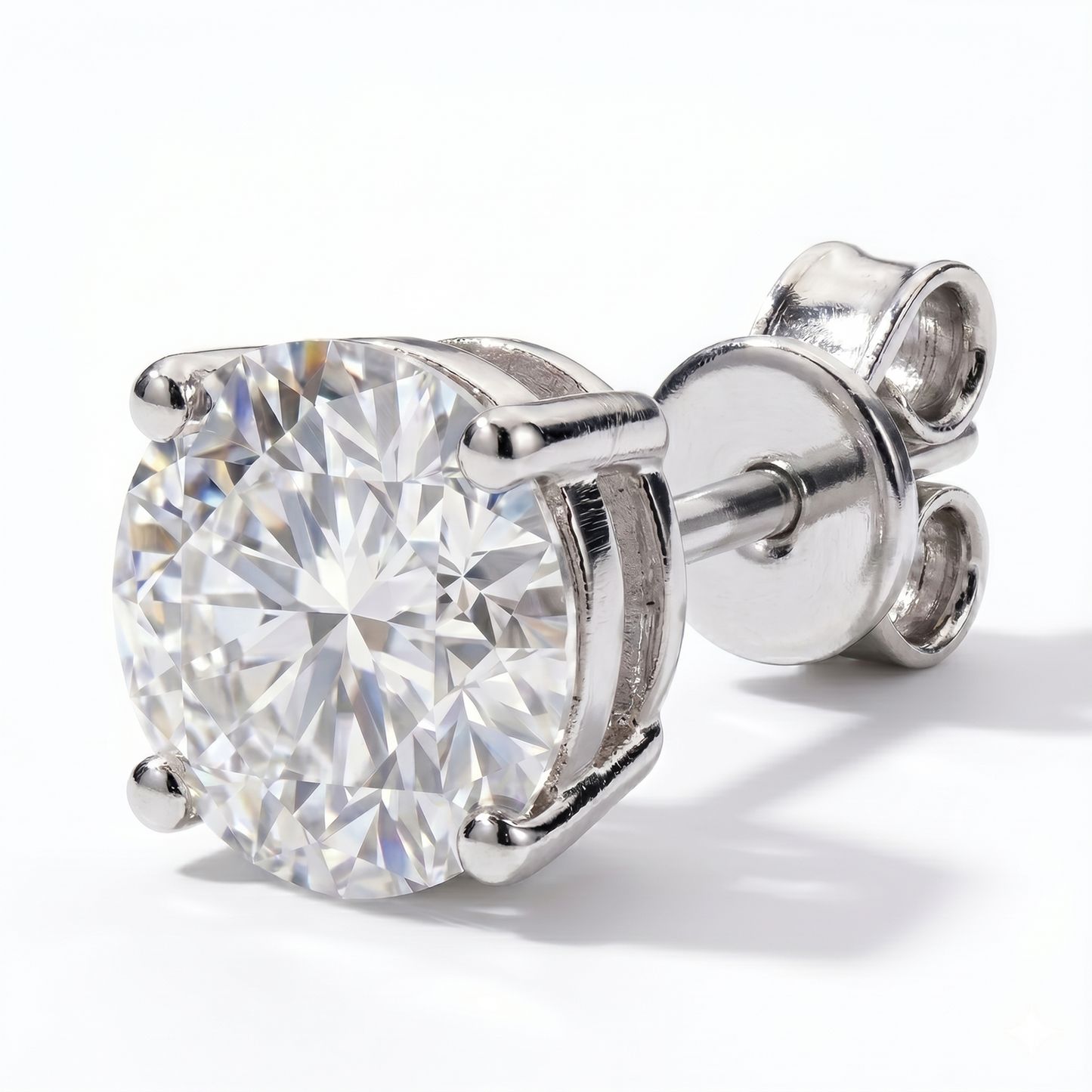 Classic Solitaire  moissanite  Stud Earrings - 4 Prong Setting