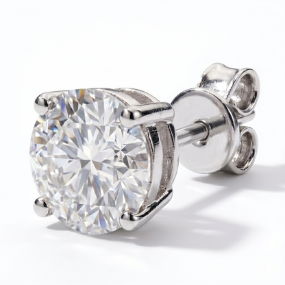 Classic Solitaire  moissanite  Stud Earrings - 4 Prong Setting