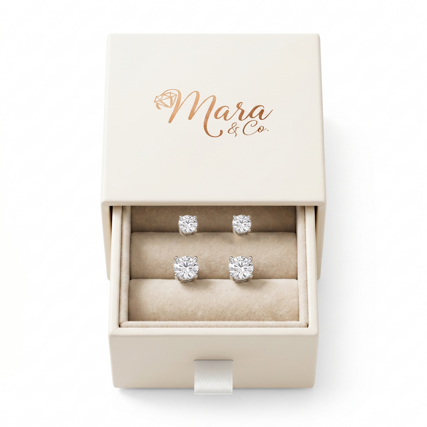 Classic Solitaire  moissanite  Stud Earrings - 4 Prong Setting