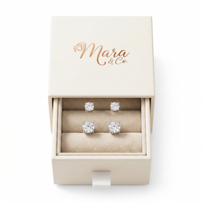 Classic Solitaire  moissanite  Stud Earrings - 4 Prong Setting