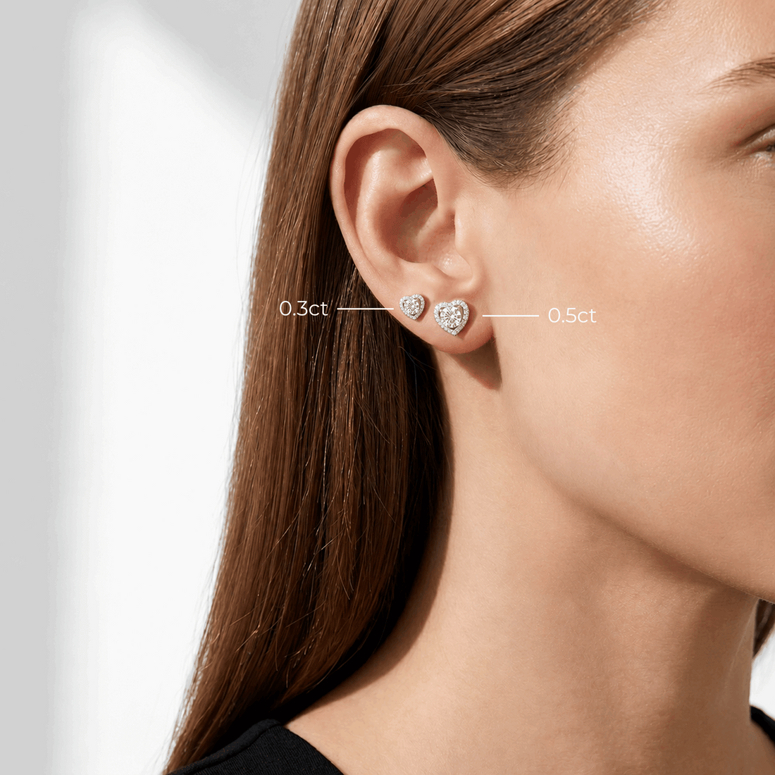 Heart halo stud earrings – moissanite heart-shaped earrings sterling silver – Mara & Co UK