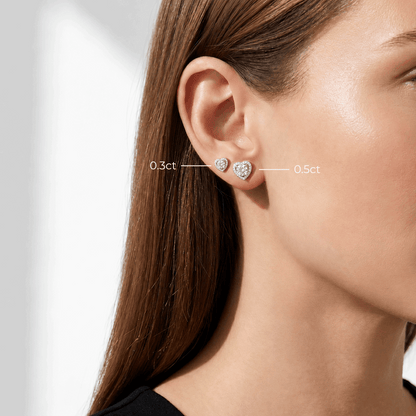 Heart halo stud earrings – moissanite heart-shaped earrings sterling silver – Mara & Co UK