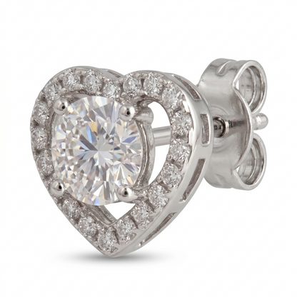 Romantic Heart-Shaped Halo Stud Earrings