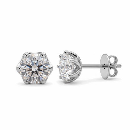 Six-Prong Crown Gallery Stud Earrings