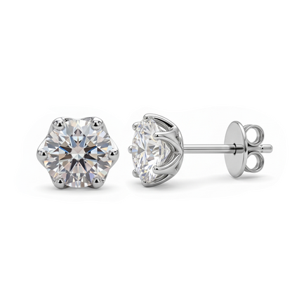 Six-Prong Crown Gallery Stud Earrings