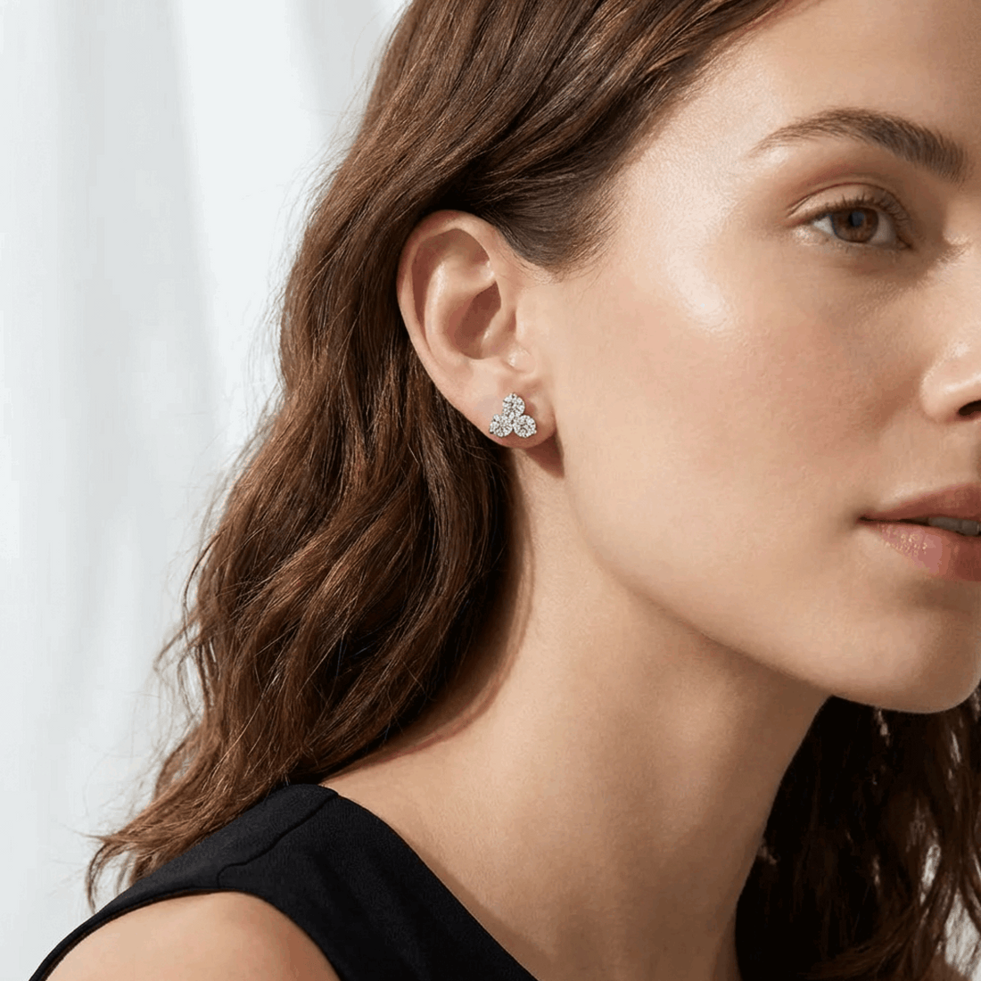 Three stone cluster stud earrings – moissanite stud earrings sterling silver – Mara & Co UK