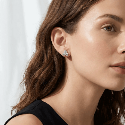 Three stone cluster stud earrings – moissanite stud earrings sterling silver – Mara & Co UK