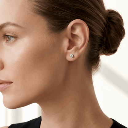 Six-Prong Crown Gallery Stud Earrings