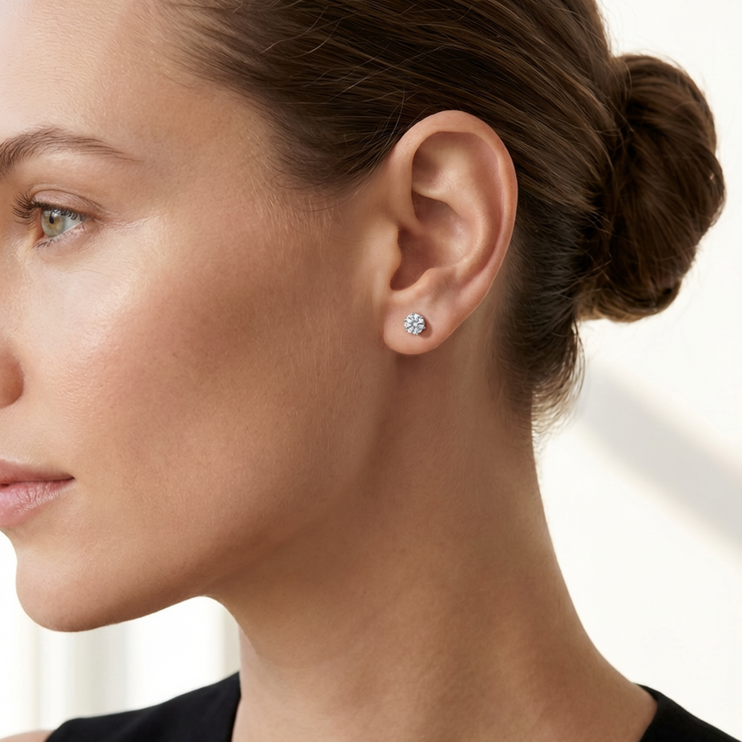 Six-Prong Crown Gallery Stud Earrings