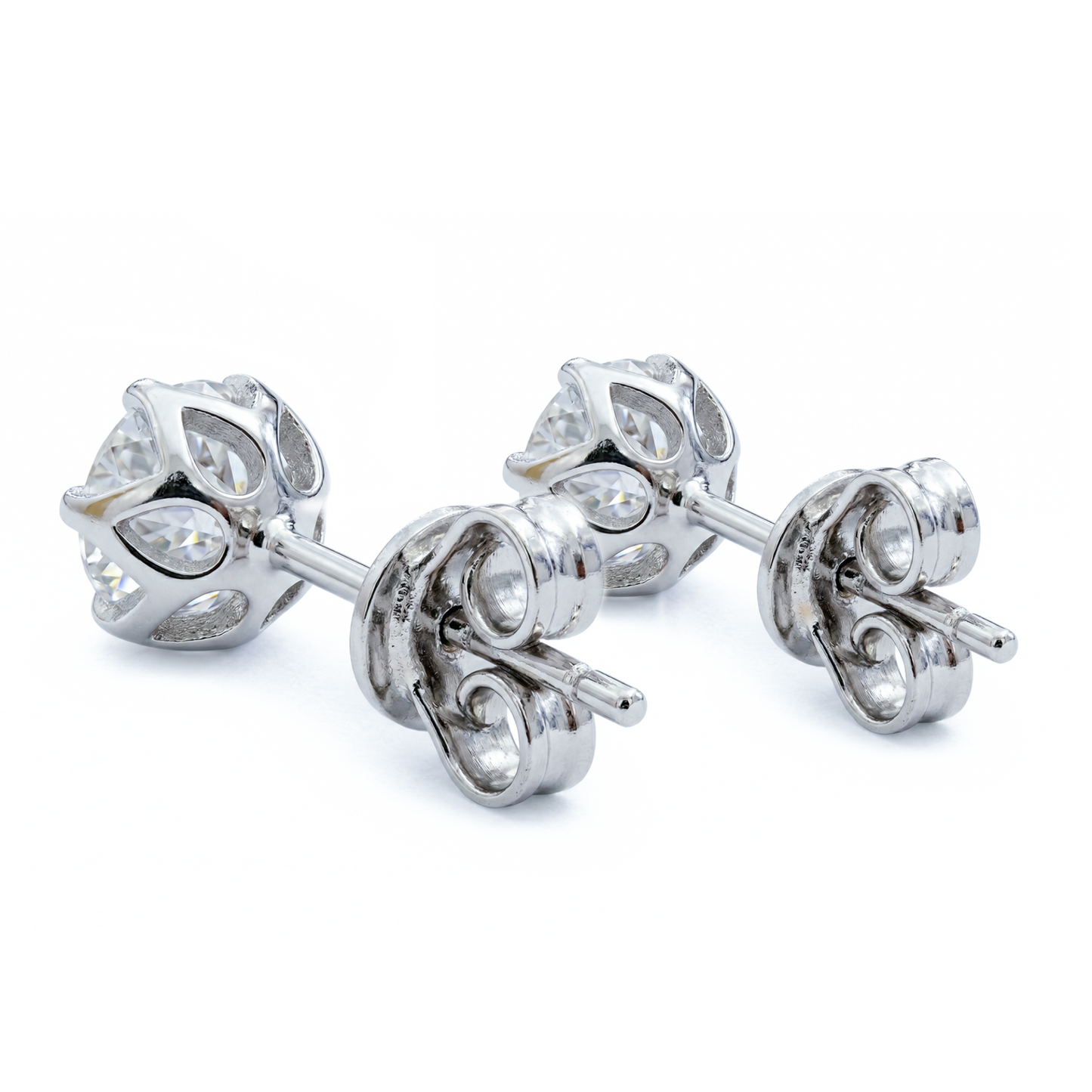 Six-Prong Crown Gallery Stud Earrings