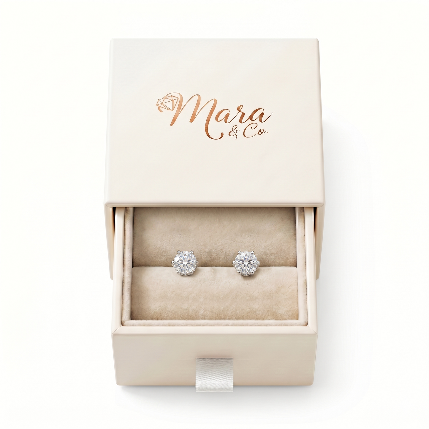 Six-Prong Crown Gallery Stud Earrings