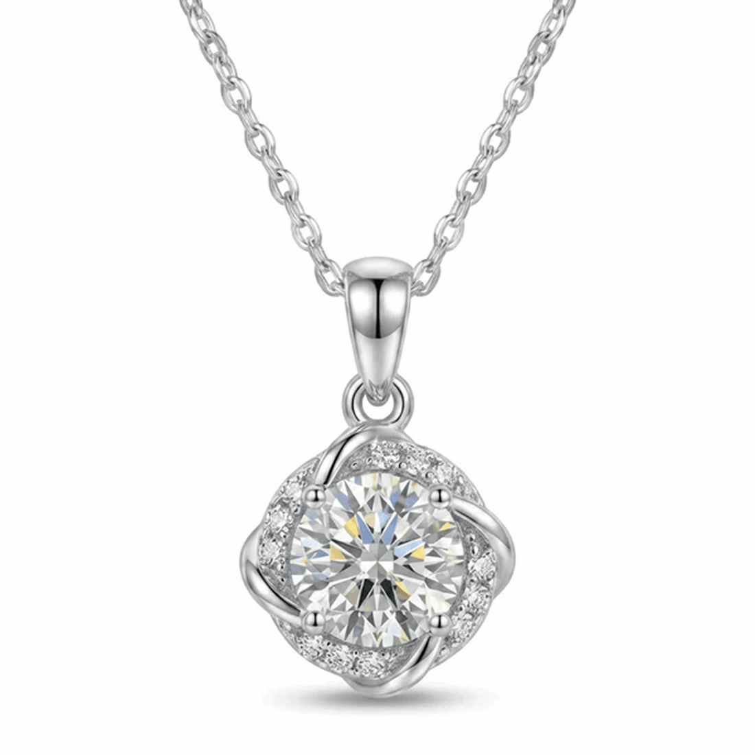 Twisted Halo Moissanite Necklace