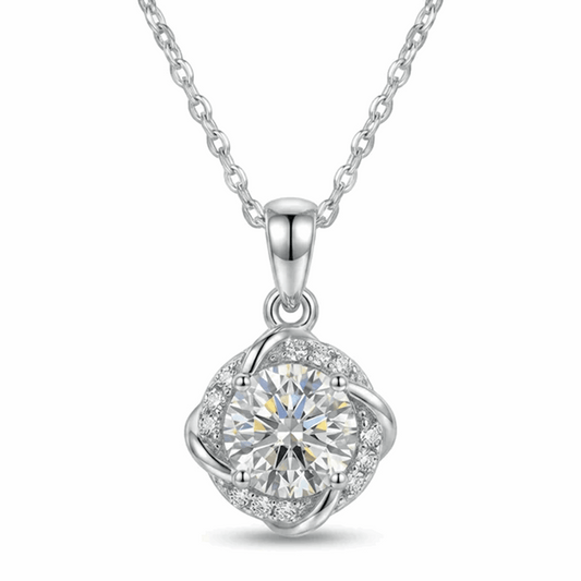 Twisted Halo Moissanite Necklace