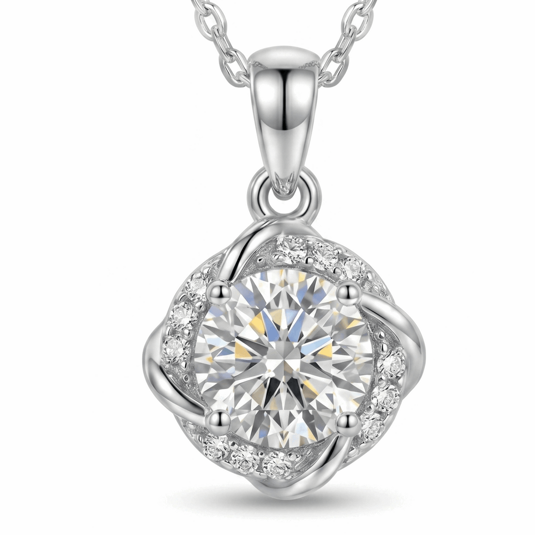 Twisted Halo Moissanite Necklace
