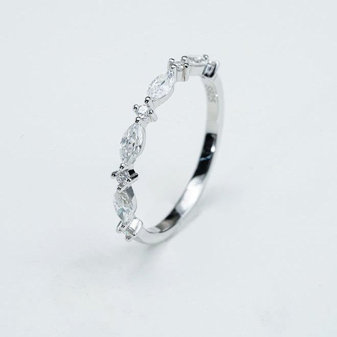 Marquise & Round Moissanite Band Ring – DEF, Sterling Silver Mara 
& Co