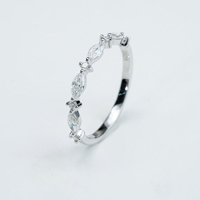 Marquise & Round Moissanite Band Ring – DEF, Sterling Silver Mara 
& Co