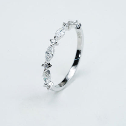 Marquise & Round Moissanite Band Ring – DEF, Sterling Silver Mara 
& Co