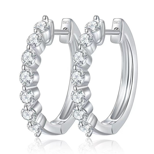Moissanite Half Hoop Huggie Earrings – 1.4ct DEF, Sterling Silver
