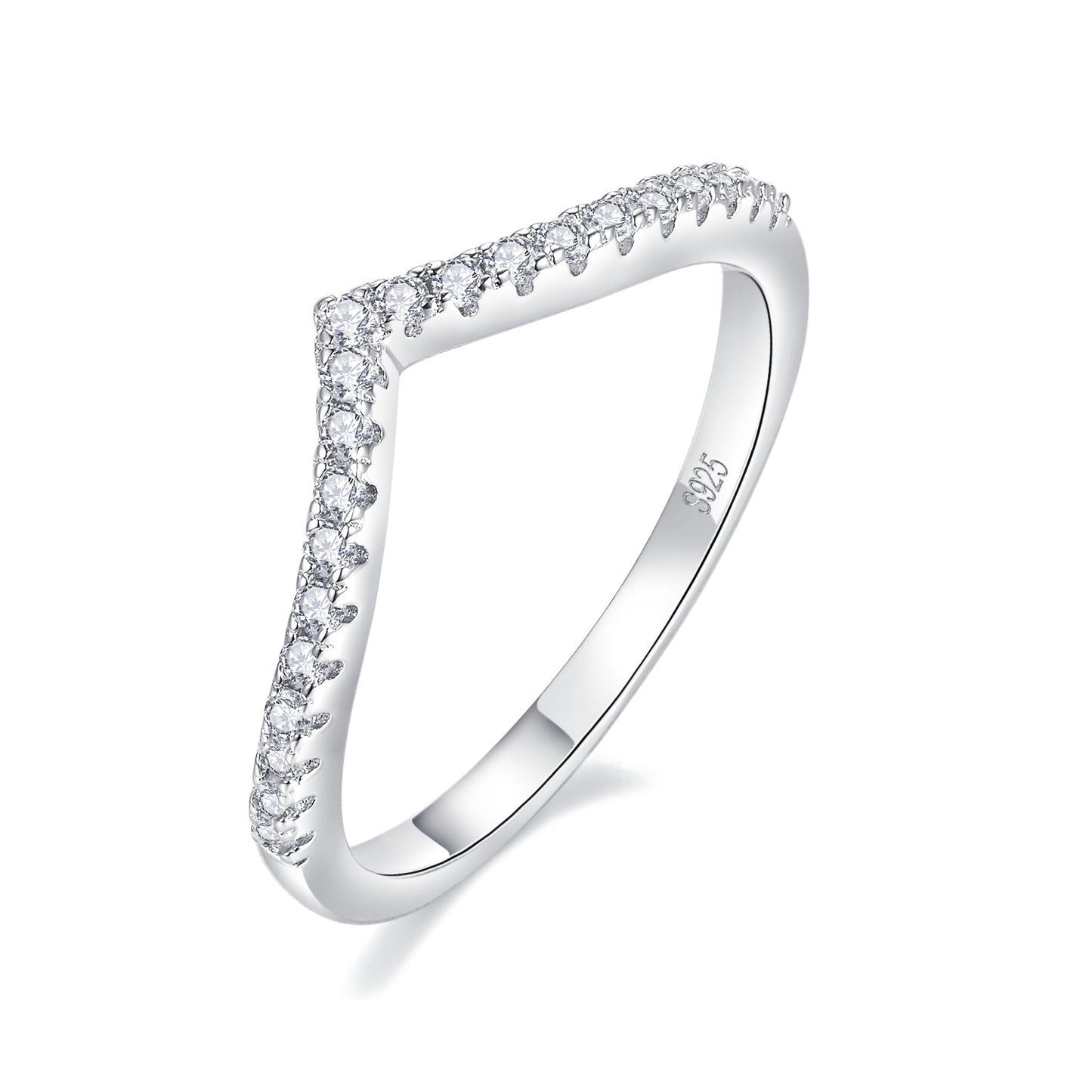 Moissanite Open V Stacking Ring – 0.16ct Total, DEF, 925 Silver (Gold Plated)