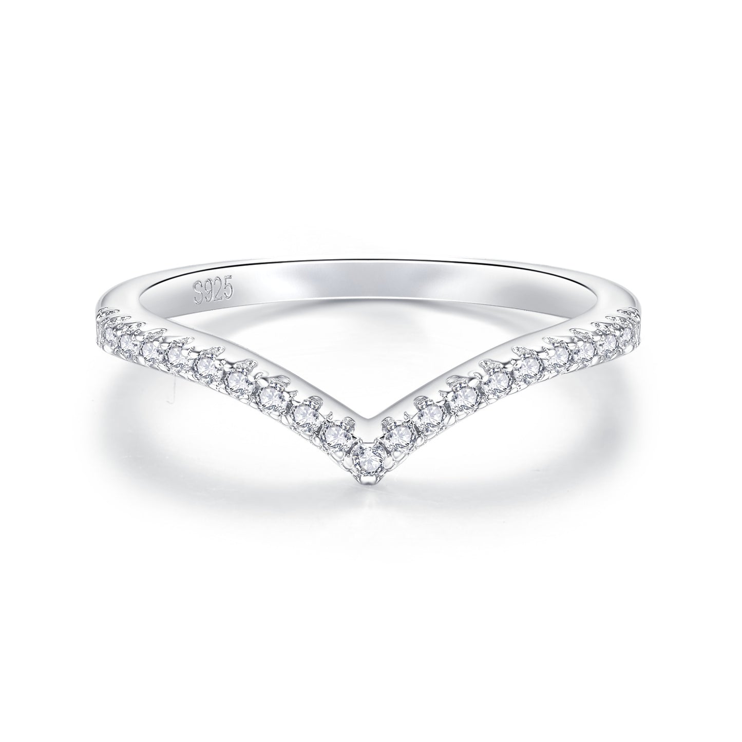 Moissanite Open V Stacking Ring – 0.16ct Total, DEF, 925 Silver (Gold Plated)