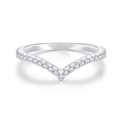 Moissanite Open V Stacking Ring – 0.16ct Total, DEF, 925 Silver (Gold Plated)