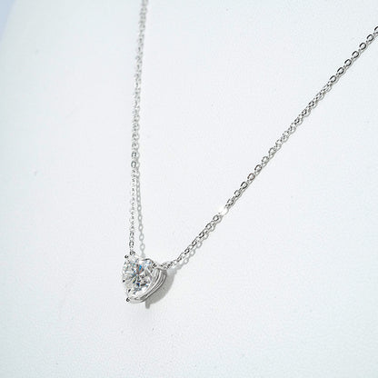 2.0ct Heart Moissanite Necklace – DEF, White Gold Plated 925 Silver