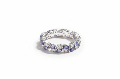 Royal Blue Lab Sapphire Eternity Ring – 14K White Gold
