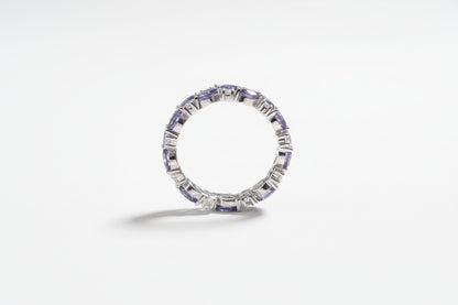 Royal Blue Lab Sapphire Eternity Ring – 14K White Gold