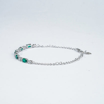 Lab Emerald Tennis Bracelet – Oval Emeralds - White Gold Plated Sterling Silver